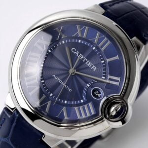 CARTIER BALLON BLEU WSBB0027 REPLICA WATCHES BLUE DIAL LEATHER STRAP AF FACTORY 42MM 1 ĐỒNG HỒ NAM CARTIER BALLON BLEU WSBB0027 SUPER FAKE NHÀ MÁY AF DÂY ĐEO XANH 42MM