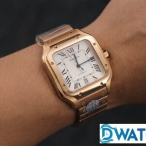 CARTIER SANTOS WGSA0007 COPIES WATCHES ROSE GOLD WHITE DIAL BV FACTORY 39.8MM 6 ĐỒNG HỒ NAM CARTIER SANTOS WGSA0007 REPLICA 1:1 NHÀ MÁY BV 3 KIM 40MM
