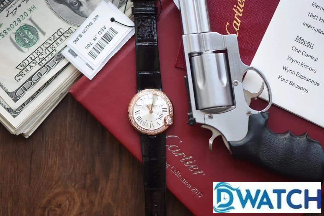 ĐỒNG HỒ NỮ CARTIER BALLON BLANC DE CARTIER WGBL0005 FAKE DÂY DA ĐEN 30MM ĐỒNG HỒ NỮ CARTIER BALLON BLANC DE CARTIER WGBL0005 FAKE DÂY DA ĐEN 30MM