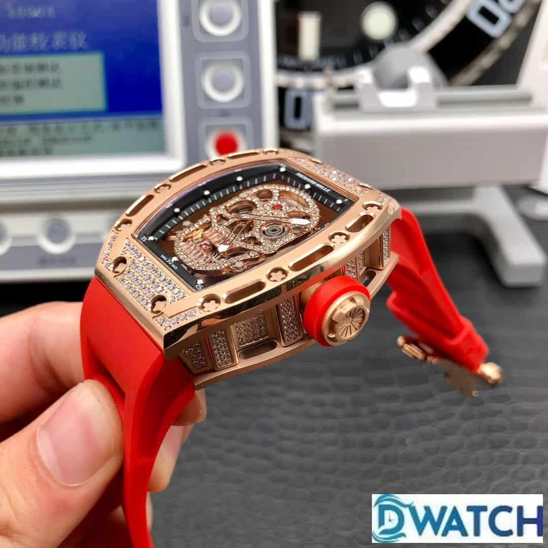 ĐỒNG HỒ NAM RICHARD MILLE RM052-01 FAKE 11 ĐÍNH ĐÁ DÂY ĐEO ĐỎ 43MM ĐỒNG HỒ NAM RICHARD MILLE RM052-01 FAKE 11 ĐÍNH ĐÁ DÂY ĐEO ĐỎ 43MM