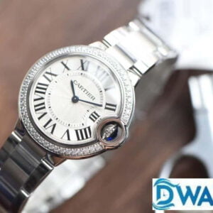 CARTIER IMITATION WATCHES RHINESTONE CASE STAINLESS STEEL V6 FACTORY 33MM 1 ĐỒNG HỒ NỮ CARTIER SUPER FAKE NHÀ MÁY V6 THIẾT KẾ NIỀNG ĐÍNH ĐÁ 33MM