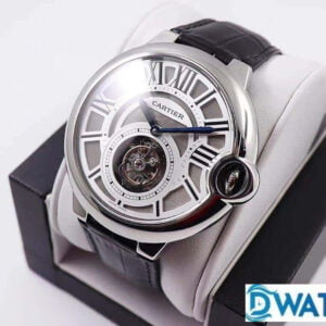 CARTIER BALLON BLUE W6920021 COPIES WATCHES STAINLESS STEEL BLACK LEATHER STRAP BBR TOURBILLON 46MM 2 ĐỒNG HỒ NAM CARTIER BALLON BLUE W6920021 REPLICA NHÀ MÁY BBR TOURBILLON 46MM