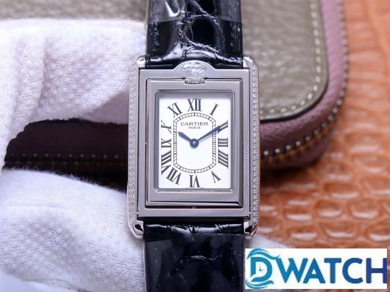 ĐỒNG HỒ NỮ CARTIER TANK BASCULANTE FAKE 1:1 NHÀ MÁY AW DÂY DA ĐEN 31MM ĐỒNG HỒ NỮ CARTIER TANK BASCULANTE FAKE 1:1 NHÀ MÁY AW DÂY DA ĐEN 31MM