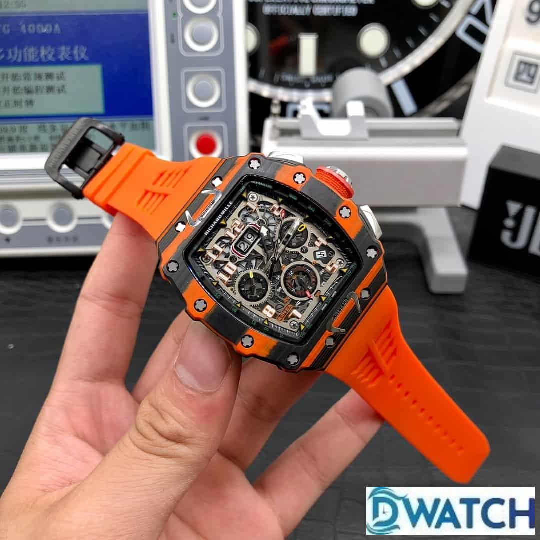 ĐỒNG HỒ NAM RICHARD MILLE RM11-03 FAKE 11 VỎ CARBON MÀU CAM NỎI BẬT 40MM ĐỒNG HỒ NAM RICHARD MILLE RM11-03 FAKE 11 VỎ CARBON MÀU CAM NỎI BẬT 40MM