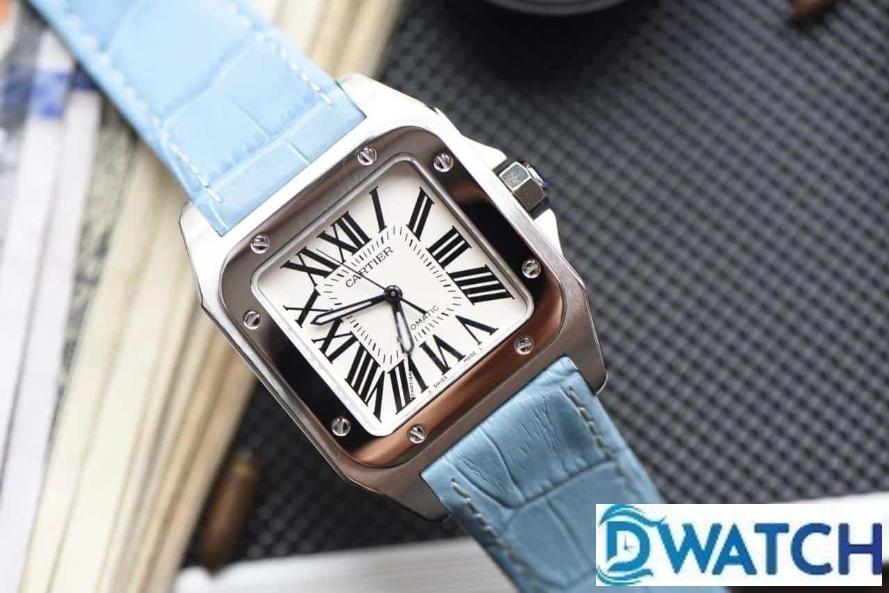ĐỒNG HỒ NỮ CARTIER SANTOS W20126X8 FAKE 1:1 NHÀ MÁY V6 DÂY DA XANH 35MM ĐỒNG HỒ NỮ CARTIER SANTOS W20126X8 FAKE 1:1 NHÀ MÁY V6 DÂY DA XANH 35MM