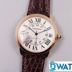 CARTIER RONDE SOLO W6701009 COPIES WATCHES ROSE GOLD CASE LEATHER STRAP AF FACTORY 42MM 1 ĐỒNG HỒ NAM CARTIER RONDE SOLO W6701009 FAKE NHÀ MÁY AF 3 KIM CHỈ 42MM