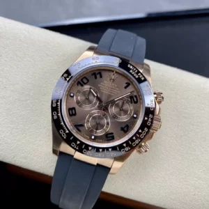 ROLEX DAYTONA REPLICA WATCH BROWN CHOCOLATE DIAL RUBBER STRAP BLACK NUMBER HOURS CLEAN FACTORY 40MM 2 ĐỒNG HỒ NAM ROLEX DAYTONA LEAN FACTORY REPLICA CỌC SỐ MÀU ĐEN 40MM
