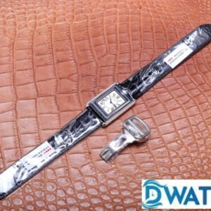 CARTIER TANK BASCULANTE LUXURY REPLICA WATCHES BLACK LEATHER STRAP RHINESTONE CASSE AW FACTORY 31MM 5 ĐỒNG HỒ NỮ CARTIER TANK BASCULANTE FAKE 1:1 NHÀ MÁY AW DÂY DA ĐEN 31MM