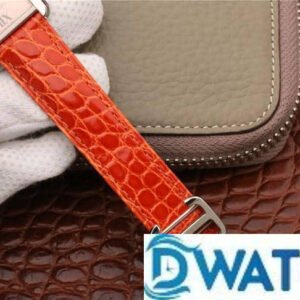 CARTIER TANK GOOD IMITATION WATCHES ORANGE BROWN DIAL LEATHER STRAP 31MM 4 ĐỒNG HỒ NỮ CARTIER TANK DÂY DA CAM THIẾT KẾ VÂN CÁ SẤU FAKE CAO CẤP 31MM