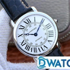 CARTIER RONDE LOUIS CARTIER REPLICA WATCH STAINLESS STEEL BLACK LEATHER STRAP 40MM 1 ĐỒNG HỒ NAM CARTIER RONDE LOUIS CARTIER WR007017 FAKE 1:1 NHÀ MÁY TW 40MM