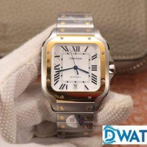 CARTIER SANTOS GOOD IMITATION WATCHES TWO TONE GOLD PLATE CASE BV FACTORY 40MM 1 ĐỒNG HỒ NAM CARTIER SANTOS W2SA0006 REPLICA CAO CẤP NHÀ MÁY BV VÀNG GOLD 40MM