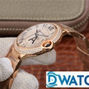 CARTIER BALLON BLEU DE CARTIER IMITITATION WATCHES ROSE GOLD RHINESTONE CASE V6 FACTORY 36MM 1 ĐỒNG HỒ NỮ CARTIER BALLON BLEU DE CARTIER FAKE 1:1 NHÀ MÁY V6 ĐÍNH ĐÁ 36MM