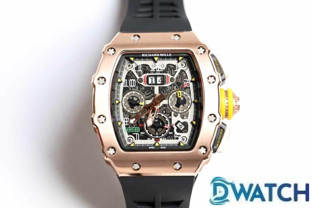 ĐỒNG HỒ NAM RICHARD MILLE RM11-03 FAKE CAO CẤP DÂY CAO SU NÚM VÀNG 40MM ĐỒNG HỒ NAM RICHARD MILLE RM11-03 FAKE CAO CẤP DÂY CAO SU NÚM VÀNG 40MM