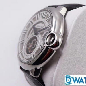 CARTIER BALLON BLUE W6920021 COPIES WATCHES STAINLESS STEEL BLACK LEATHER STRAP BBR TOURBILLON 46MM 1 ĐỒNG HỒ NAM CARTIER BALLON BLUE W6920021 REPLICA NHÀ MÁY BBR TOURBILLON 46MM