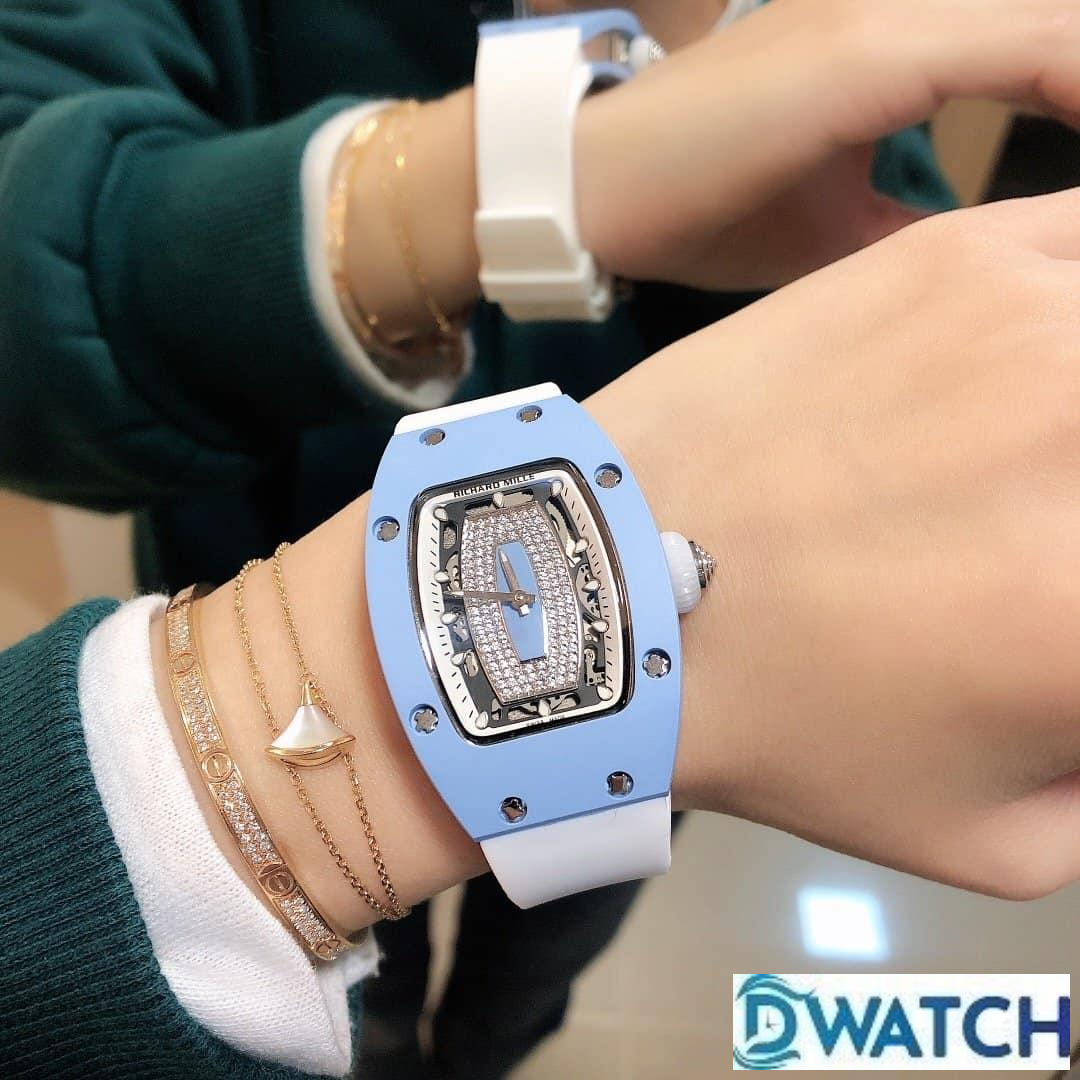 ĐỒNG HỒ NỮ RICHARD MILLE RM007-01 FAKE CAO CẤP MẶT XANH ĐÍNH ĐÁ 31MM ĐỒNG HỒ NỮ RICHARD MILLE RM007-01 FAKE CAO CẤP MẶT XANH ĐÍNH ĐÁ 31MM