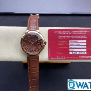 CARTIER BALLON BLEU WSBB0003 COPIES WATCHES BROWN DIAL LEATHER STRAP V6 FACTORY 42MM 1 ĐỒNG HỒ NAM CARTIER BALLON BLEU WSBB0003 FAKE NHÀ MÁY V6 DÂY DA 42MM