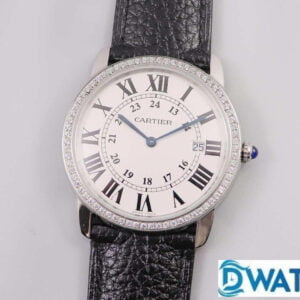 CARTIER RONDE SOLO WR000551 HIGH END REPLICA WATCHES RHINESTONE CASE K11 FACTORY 36MM 1 ĐỒNG HỒ NAM CARTIER RONDE SOLO WR000551 SUPER FAKE NHÀ MÁY K11 36MM