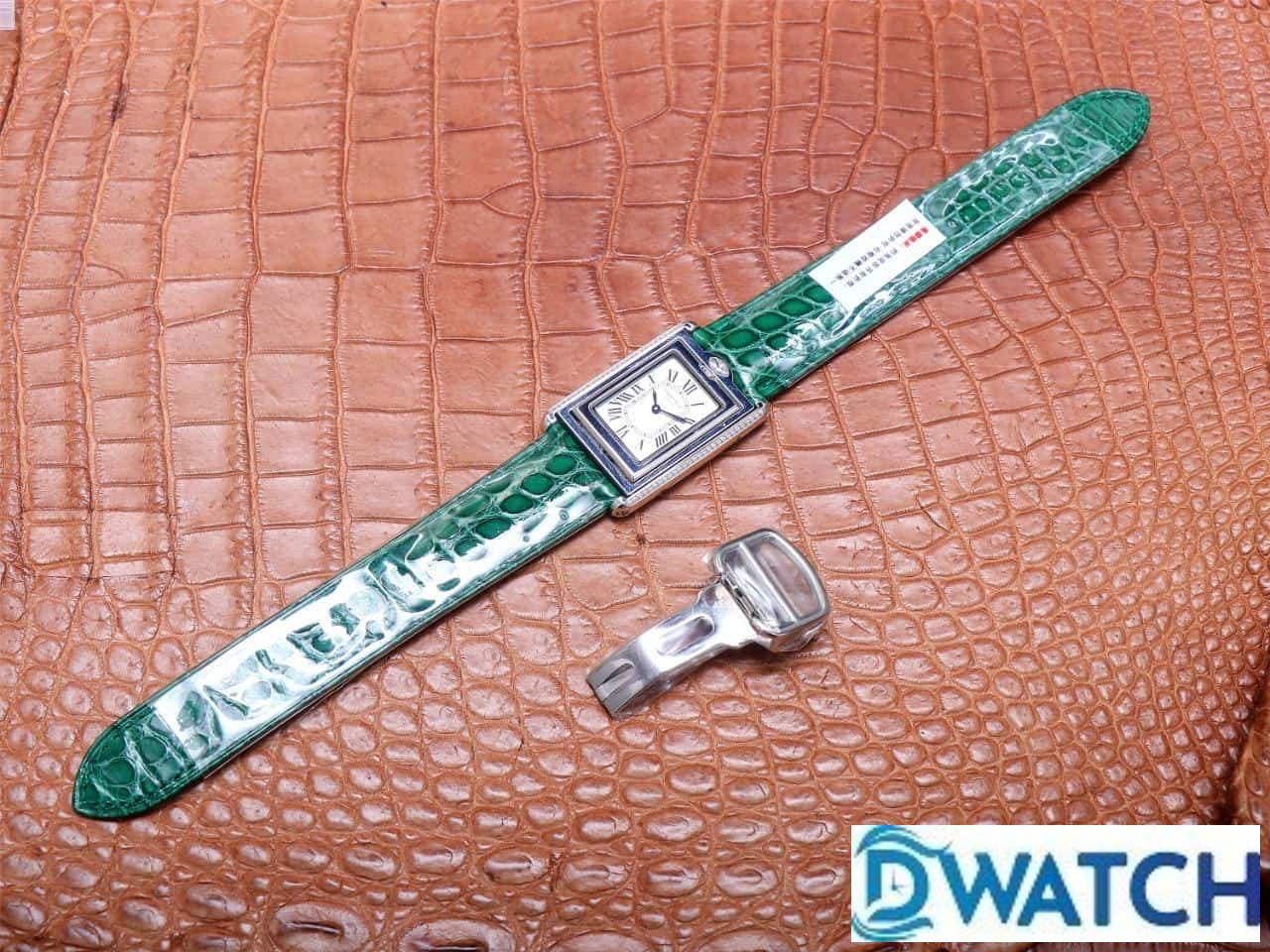 ĐỒNG HỒ NỮ CARTIER TANK BASCULANTE FAKE 1:1 NHÀ MÁY AW DÂY DA XANH 31MM ĐỒNG HỒ NỮ CARTIER TANK BASCULANTE FAKE 1:1 NHÀ MÁY AW DÂY DA XANH 31MM