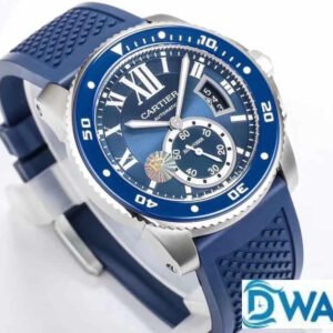 CARTIER CALIBER DE CARTIER WSCA0010 REPLICA WATCHES BLUE DIAL STAINLESS STEEL RUBBER STRAP F5 FACTORY 42MM 4 ĐỒNG HỒ NAM CARTIER CALIBER DE CARTIER W7100056 FAKE 1:1 NHÀ MÁY F5 MÀU XANH 42MM