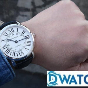 CARTIER RONDE LOUIS CARTIER REPLICA WATCH STAINLESS STEEL BLACK LEATHER STRAP 40MM 5 ĐỒNG HỒ NAM CARTIER RONDE LOUIS CARTIER WR007017 FAKE 1:1 NHÀ MÁY TW 40MM
