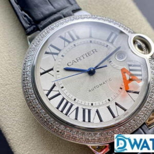 CARTIER BALLON BLEU WSBB0016 IMITATION WATCHES RHINESTONE CASE BLACK LEATHER STRAP V6 FACTORY 42MM 2 ĐỒNG HỒ NAM CARTIER BALLON BLEU WSBB0016 FAKE NHÀ MÁY V6 FACTORY 42MM