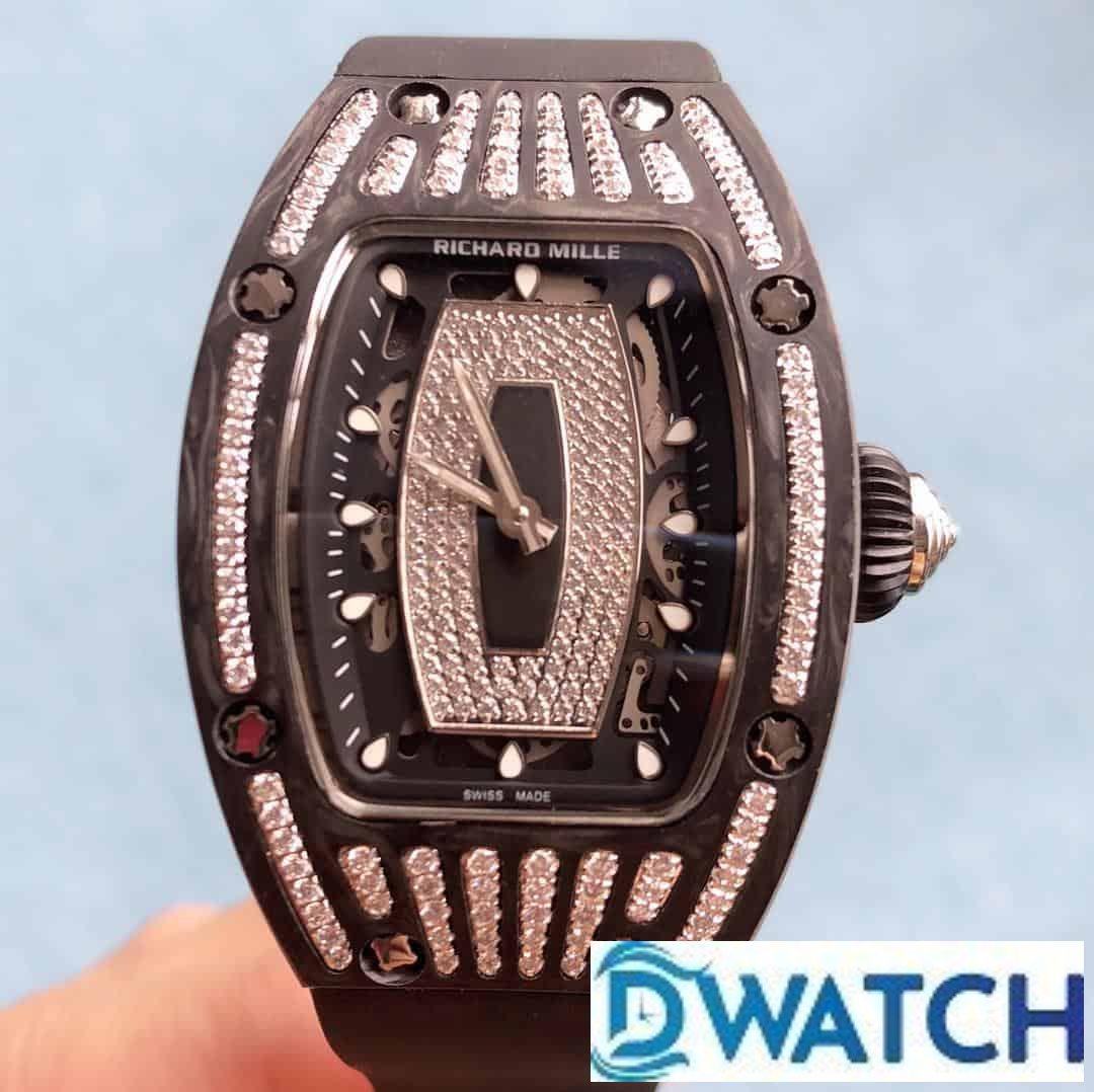 ĐỒNG HỒ NỮ RICHARD MILLE RM007-1 FAKE 1:1 DÂY CAO SU MẶT ĐEN 36MM ĐỒNG HỒ NỮ RICHARD MILLE RM007-1 FAKE 1:1 DÂY CAO SU MẶT ĐEN 36MM