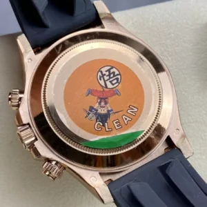 ROLEX DAYTONA COPIES WATCHES BLACK DIAL ROSE GOLD PLATE RUBBER STRAP CLEAN FACTORY 40MM 5 ĐỒNG HỒ NAM ROLEX DAYTONA LEAN FACTORY REPLICA KHÓA HỘP TRẺ TRUNG 40MM