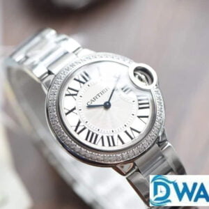 ĐỒNG HỒ NỮ CARTIER SUPER FAKE NHÀ MÁY V6 THIẾT KẾ NIỀNG ĐÍNH ĐÁ 33MM