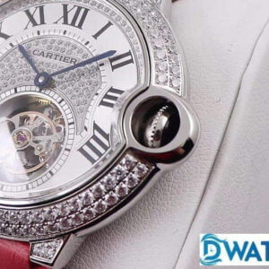 CARTIER BALLON BLUE HPI00716 REPLICA WATCHES RHINESTONE CASE RED LEATHER STRAP BBR FACTORY 39MM 3 ĐỒNG HỒ NỮ CARTIER BALLON BLUE HPI00716 REPLICA CAO CẤP NHÀ MÁY BBR 39MM