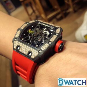ĐỒNG HỒ NAM RICHARD MILLE RM35-02 REPLICA 1:1 ĐÍNH ĐÁ DÂY CAO SU ĐỎ 44MM 2 ĐỒNG HỒ NAM RICHARD MILLE RM35-02 REPLICA 1:1 ĐÍNH ĐÁ DÂY CAO SU ĐỎ 44MM
