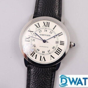 CARTIER RONDE SOLO WSRN0022 LUXURY REPLICA WATCHES WHITE DIAL BLACK LEATHER STRAP AF FACTORY 42MM 1 ĐỒNG HỒ NAM CARTIER RONDE SOLO WSRN0022 FAKE 1:1 NHÀ MÁY AF AUTOMATIC 42MM