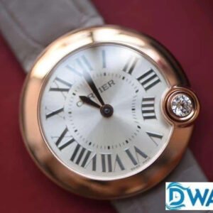 CARTIER BALLON BLANC DE CARTIER WGBL0008 COPIES WATCHES ROSE GOLD CASE GREY LEATHER STRAP 30MM 3 ĐỒNG HỒ NỮ CARTIER BALLON BLANC DE CARTIER WGBL0008 FAKE CAO CẤP TRƠN 30MM