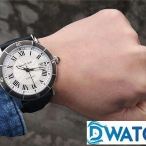 CARTIER REPLICA WATCHES WHITE DIAL FABRIC STRAP GP FACTORY 40MM 6 ĐỒNG HỒ NAM CARTIER 3 KIM MẶT SỐ TRẮNG FAKE CAO CẤP NHÀ MÁY GP 40MM