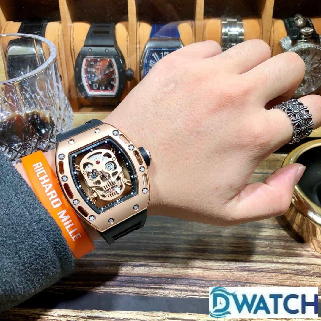 ĐỒNG HỒ NAM RICHARD MILLE RM052-01 FAKE 11 DÂY ĐEO CAO SU VỎ VÀNG 43MM ĐỒNG HỒ NAM RICHARD MILLE RM052-01 FAKE 11 DÂY ĐEO CAO SU VỎ VÀNG 43MM