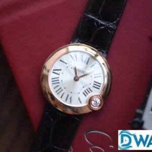 CARTIER BALLON BLANC DE CARTIER WGBL0008 COPIES WATCHES ROSE GOLD CASE BLACK LEATHER STRAP 30MM 2 ĐỒNG HỒ NỮ CARTIER BALLON BLANC DE CARTIER WGBL0008 SUPER FAKE 30MM