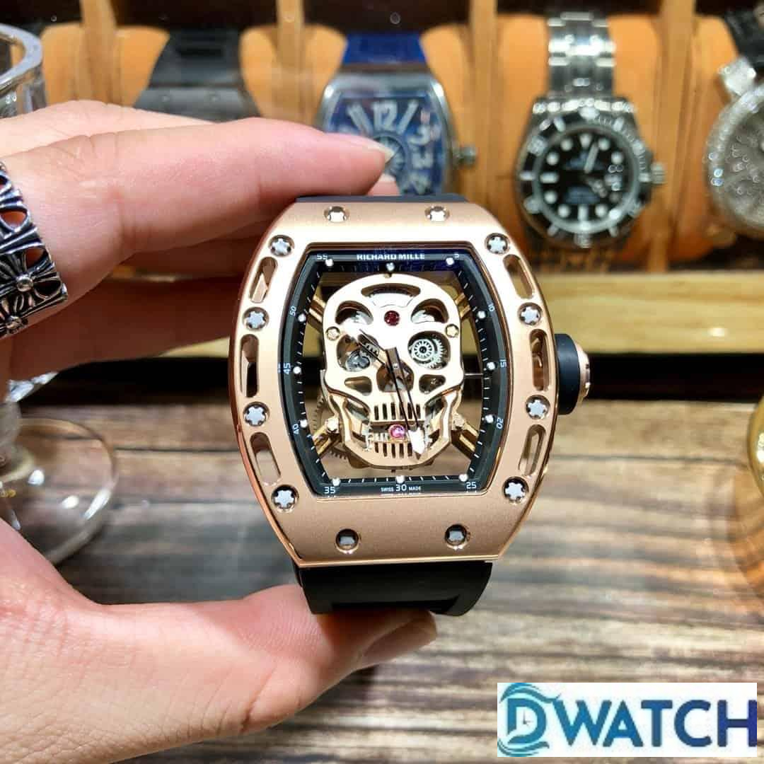 ĐỒNG HỒ NAM RICHARD MILLE RM052-01 FAKE 11 DÂY ĐEO CAO SU VỎ VÀNG 43MM ĐỒNG HỒ NAM RICHARD MILLE RM052-01 FAKE 11 DÂY ĐEO CAO SU VỎ VÀNG 43MM