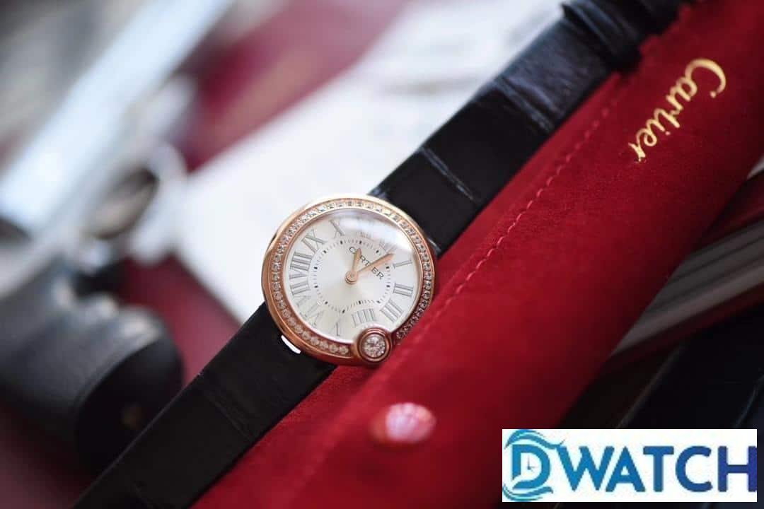 ĐỒNG HỒ NỮ CARTIER BALLON BLANC DE CARTIER WGBL0005 FAKE DÂY DA ĐEN 30MM ĐỒNG HỒ NỮ CARTIER BALLON BLANC DE CARTIER WGBL0005 FAKE DÂY DA ĐEN 30MM