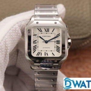 CARTIER SANTOS WSSA0010 IMITATION WATCHES WHITE DIAL STAINLESS STEEL BV FACTORY 35MM 1 ĐỒNG HỒ NAM CARTIER SANTOS WSSA0010 REPLICA CAO CẤP NHÀ MÁY BV CỌC SỐ LA MÃ 35MM