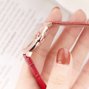 CARTIER BALLON BLUE WJBB0033 REPLICA WATCHES ROSE GOLD CASE RHINESTONE RED BROWN LEATHER STRAP V6 FACTORY 33MM 2 ĐỒNG HỒ NỮ CARTIER BALLON BLUE WJBB0033 FAKE CAO CẤP NHÀ MÁY V6 FACTORY 33MM