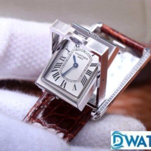 CARTIER TANK BASCULANTE REPLICA WATCHES RED BROWN LEATHER STRAP AW FACTORY 31MM 4 ĐỒNG HỒ NỮ CARTIER TANK BASCULANTE SUPER FAKE NHÀ MÁY AW DÂY DA ĐỎ 31MM