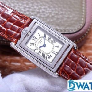 CARTIER TANK BASCULANTE REPLICA WATCHES RED BROWN LEATHER STRAP AW FACTORY 31MM 1 ĐỒNG HỒ NỮ CARTIER TANK BASCULANTE SUPER FAKE NHÀ MÁY AW DÂY DA ĐỎ 31MM