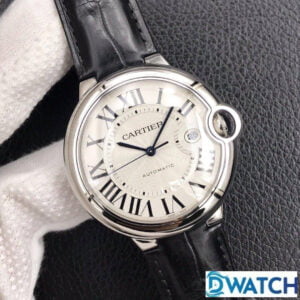 CARTIER BALLON BLEU W69016Z4 IMITATION WATCHES BLACK LEATHER STRAP V6 FACTORY 42MM 1 ĐỒNG HỒ NAM CARTIER BALLON BLEU W69016Z4 FAKE CAO CẤP NHÀ MÁY V6 TRẮNG 42MM