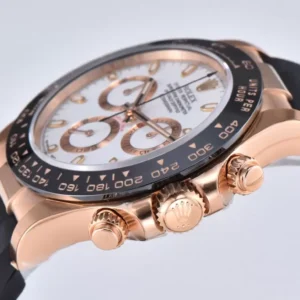 ROLEX DAYTONA REPLICA WATCHES WHITE DIAL INDEX HOURS ROSE GOLD PLATE CLEAN FACTORY 40MM 2 ĐỒNG HỒ NAM ROLEX DAYTONA LEAN FACTORY REPLICA 1:1 VỎ VÀNG HỒNG 40MM