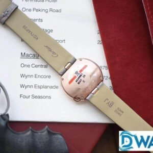 CARTIER BALLON BLANC DE CARTIER WGBL0008 COPIES WATCHES ROSE GOLD CASE GREY LEATHER STRAP 30MM 4 ĐỒNG HỒ NỮ CARTIER BALLON BLANC DE CARTIER WGBL0008 FAKE CAO CẤP TRƠN 30MM