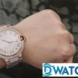 CARTIER BALLON BLEU DE CARTIER WE9009Z3 BEST COPIES WATCHES RHINESTONE GEM FULL ROSE GOLD CASE TW FACTORY 42MM 6 ĐỒNG HỒ NAM CARTIER BALLON BLEU DE CARTIER WE9009Z3 FAKE CAO CẤP NHÀ MÁY TW 42MM