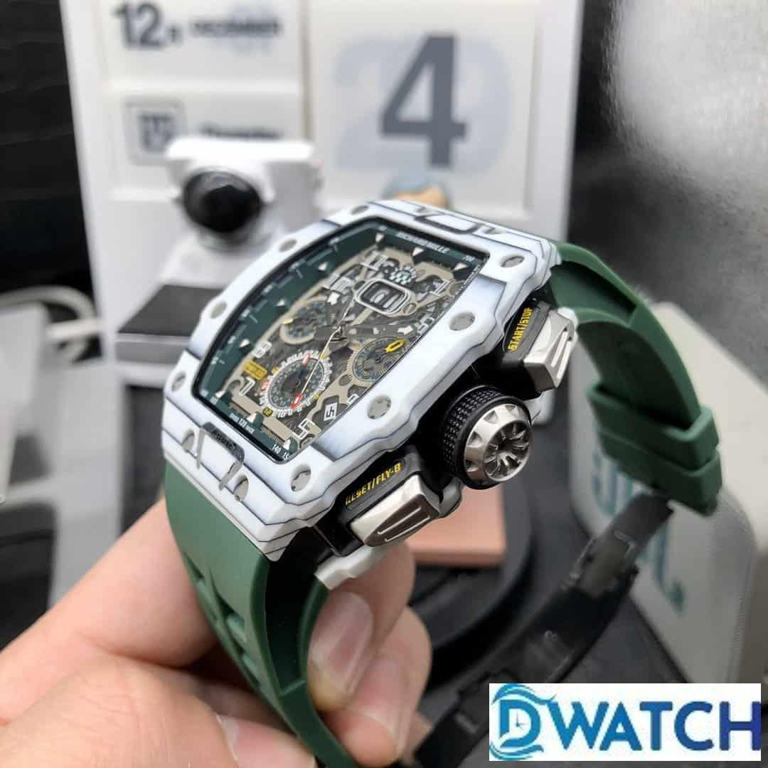 ĐỒNG HỒ NAM RICHARD MILLE RM11-03 FAKE CAO CẤP DÂY ĐEO CAO SU XANH 43MM ĐỒNG HỒ NAM RICHARD MILLE RM11-03 FAKE CAO CẤP DÂY ĐEO CAO SU XANH 43MM