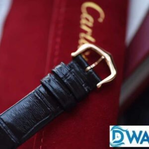 CARTIER BALLON BLANC DE CARTIER WGBL0005 RHINESTONES ROSE GOLD CASE LEATHER STRAP 30MM 5 ĐỒNG HỒ NỮ CARTIER BALLON BLANC DE CARTIER WGBL0005 FAKE DÂY DA ĐEN 30MM