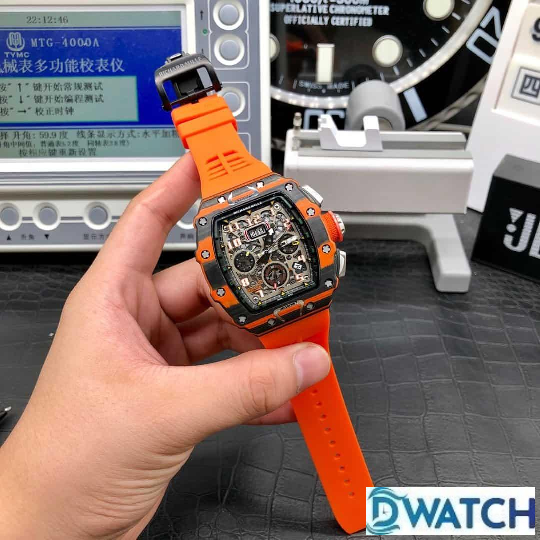 ĐỒNG HỒ NAM RICHARD MILLE RM11-03 FAKE 11 VỎ CARBON MÀU CAM NỎI BẬT 40MM ĐỒNG HỒ NAM RICHARD MILLE RM11-03 FAKE 11 VỎ CARBON MÀU CAM NỎI BẬT 40MM
