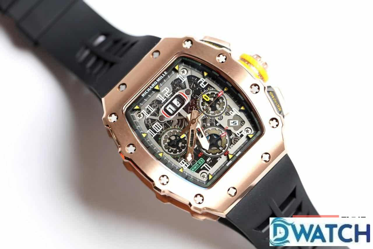 ĐỒNG HỒ NAM RICHARD MILLE RM11-03 FAKE CAO CẤP DÂY CAO SU NÚM VÀNG 40MM ĐỒNG HỒ NAM RICHARD MILLE RM11-03 FAKE CAO CẤP DÂY CAO SU NÚM VÀNG 40MM