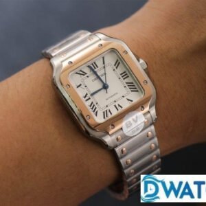 CARTIER SANTOS COPIES WATCHES TWO TONE ROSE GOLD CASE WHITE DIAL BV FACTORY 35MM 6 ĐỒNG HỒ NAM CARTIER SANTOS W2SA0007 REPLICA 1:1 NHÀ MÁY BV CỔ ĐIỂN 35MM